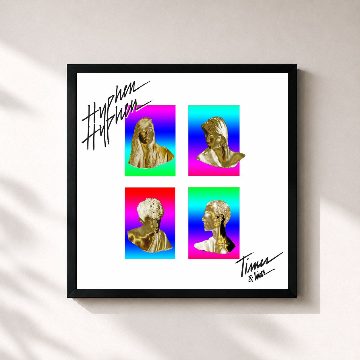 #noir Tableau carré de l'album Times and Lives de Hyphen Hyphen, cadre noir 32x32 cm