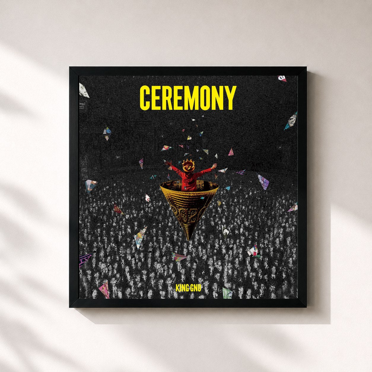 #noir Tableau carré de l'album Ceremony de King Gnu, cadre noir 32x32 cm