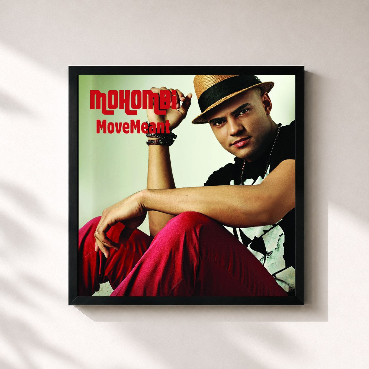 #noir Tableau carré de l'album MoveMeant (French) de Mohombi, cadre noir 32x32 cm