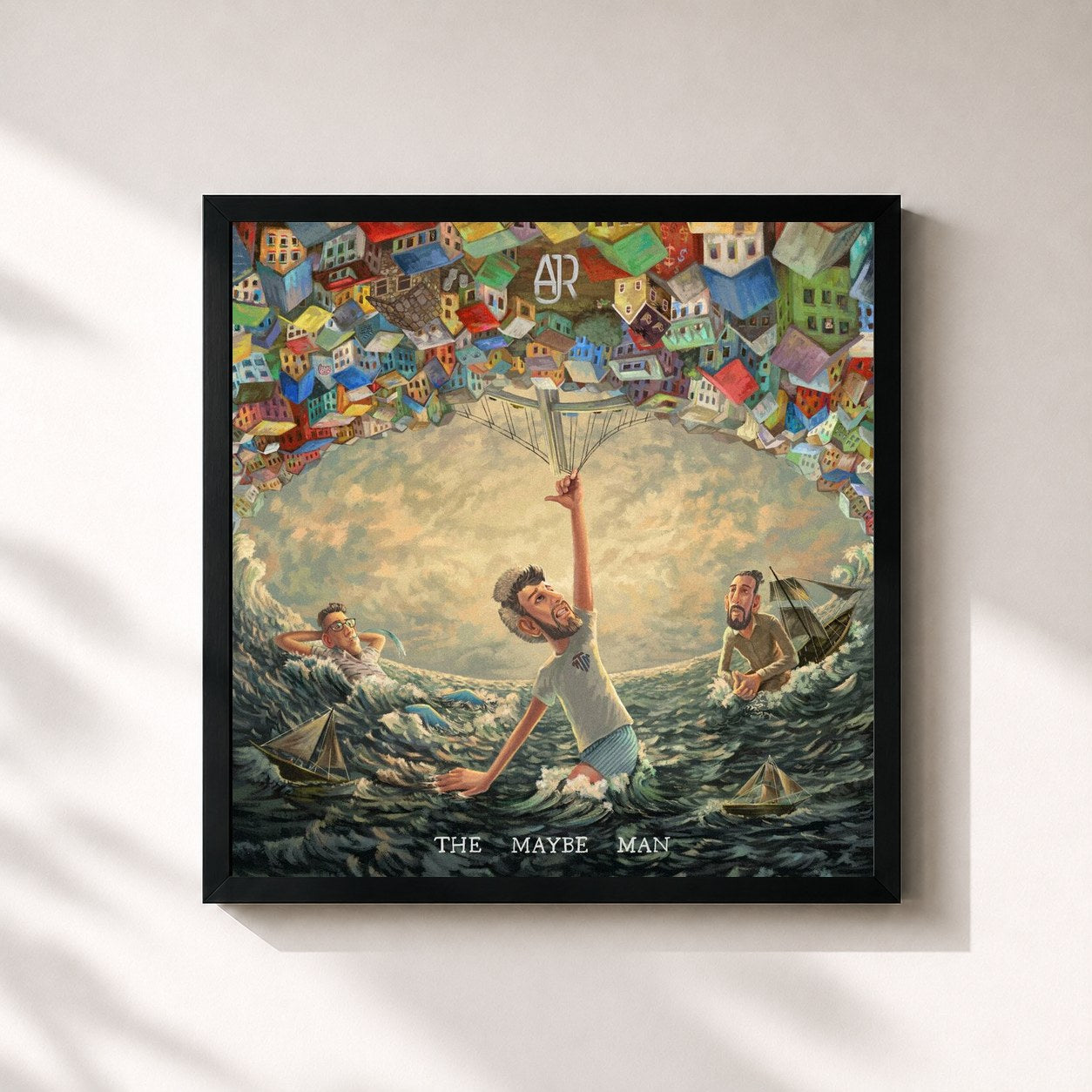 #noir Tableau carré de l'album The Maybe Man de AJR, cadre noir 32x32 cm