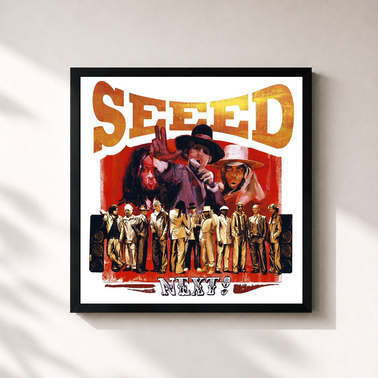 #noir Tableau carré de l'album Next! de Seeed, cadre noir 32x32 cm