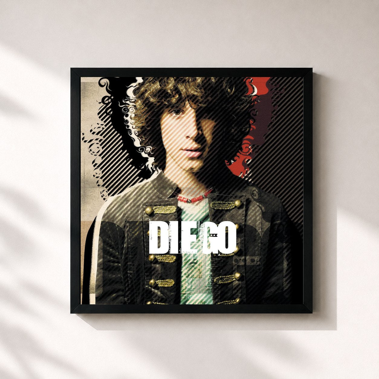 #noir Tableau carré de l'album Diego de Diego Boneta, cadre noir 32x32 cm