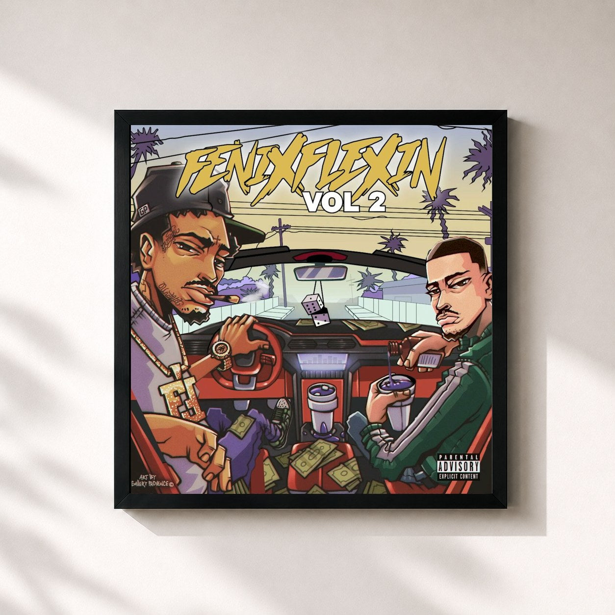 #noir Tableau carré de l'album Fenix Flexin Vol. 2 de Fenix Flexin, cadre noir 32x32 cm