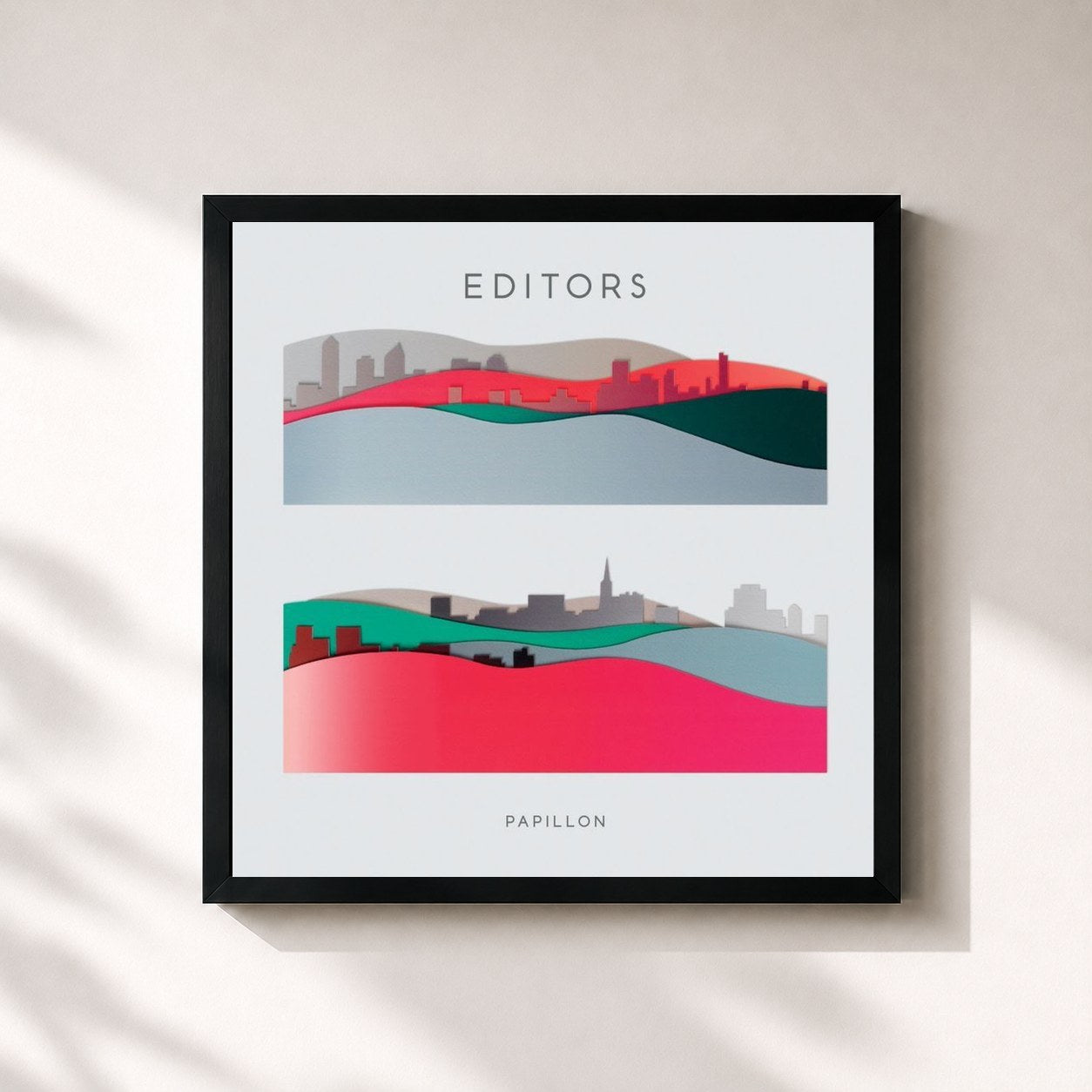 #noir Tableau carré de l'album Papillon de Editors, cadre noir 32x32 cm