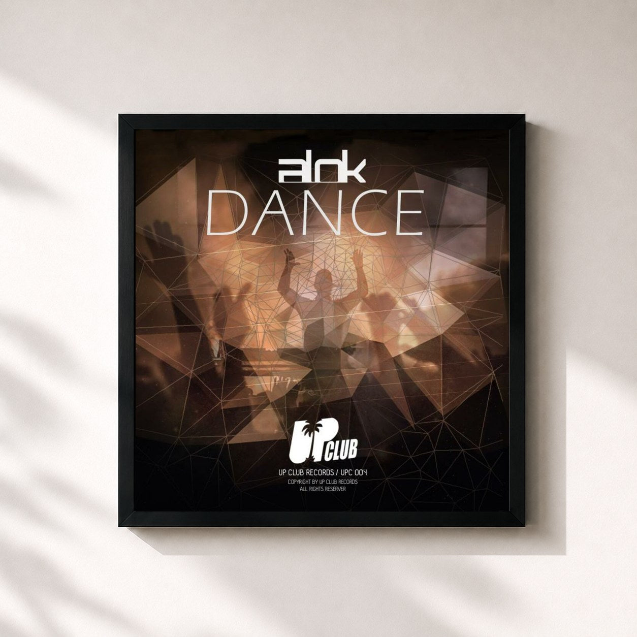 #noir Tableau carré de l'album Dance de Alok, cadre noir 32x32 cm