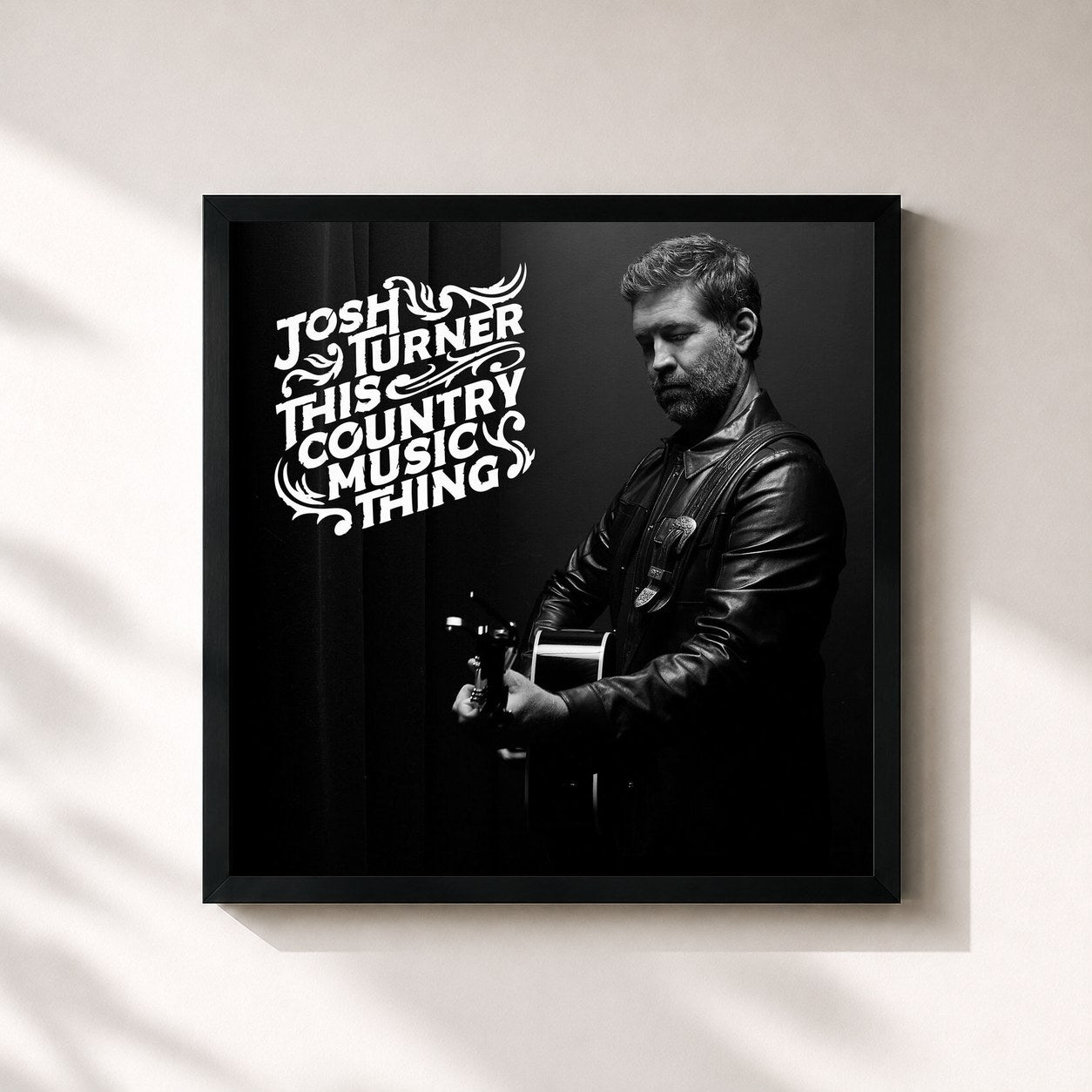 #noir Tableau carré de l'album This Country Music Thing de Josh Turner, cadre noir 32x32 cm