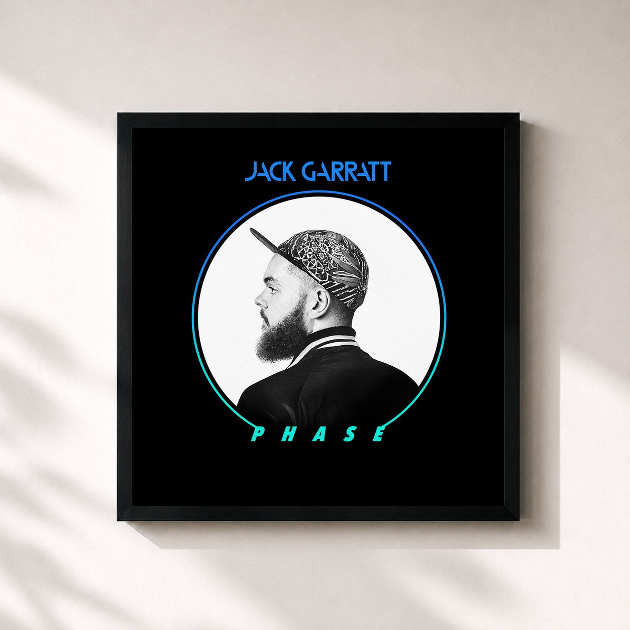 #noir Tableau carré de l'album Phase de Jack Garratt, cadre noir 32x32 cm
