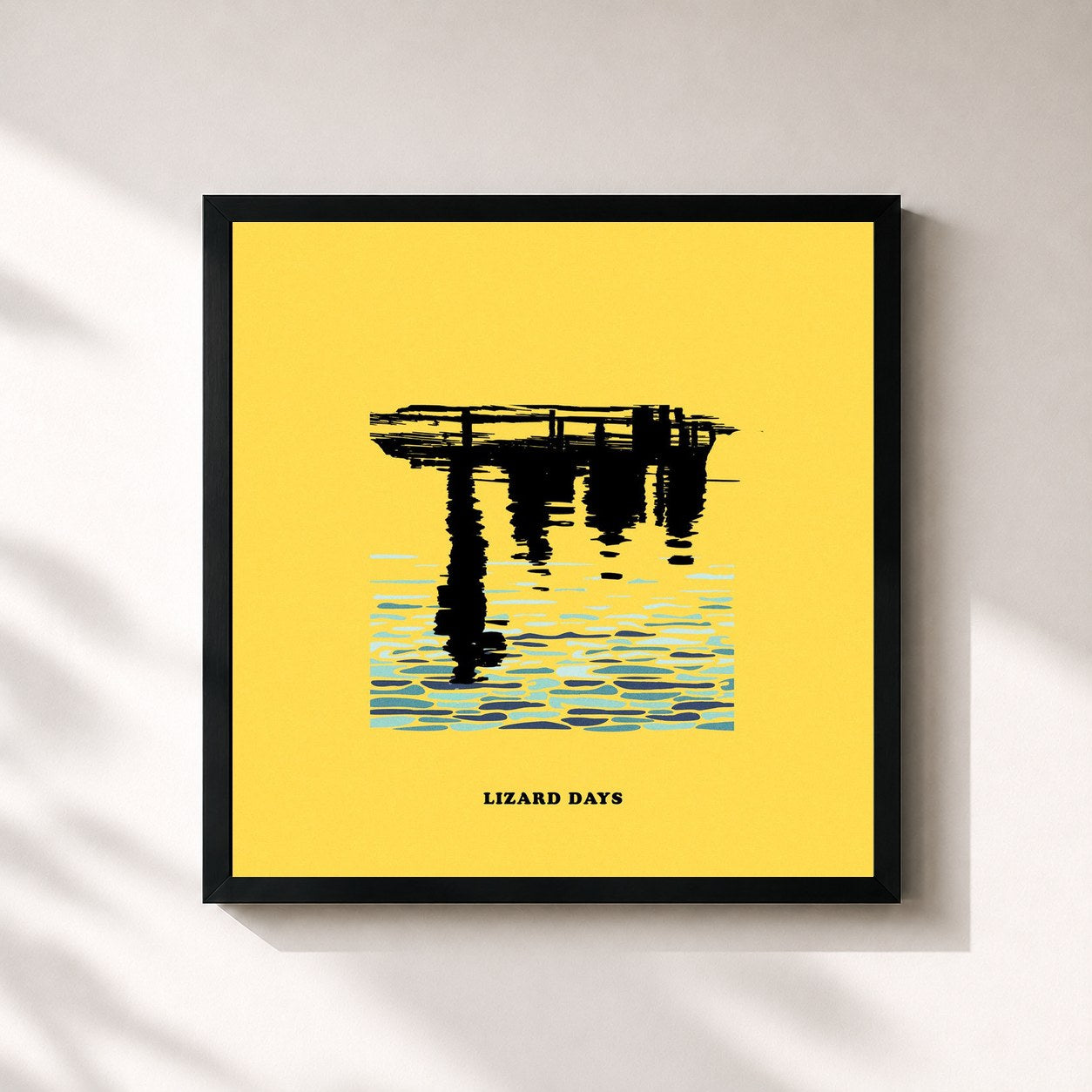#noir Tableau carré de l'album Lizard Days de Tez Cadey, cadre noir 32x32 cm