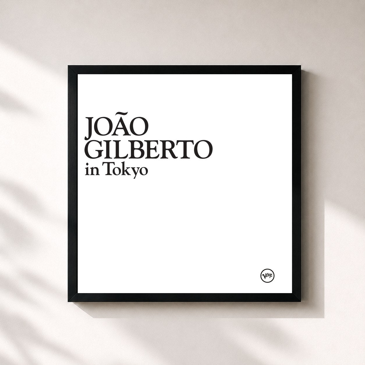 #noir Tableau carré de l'album In Tokyo de João Gilberto, cadre noir 32x32 cm
