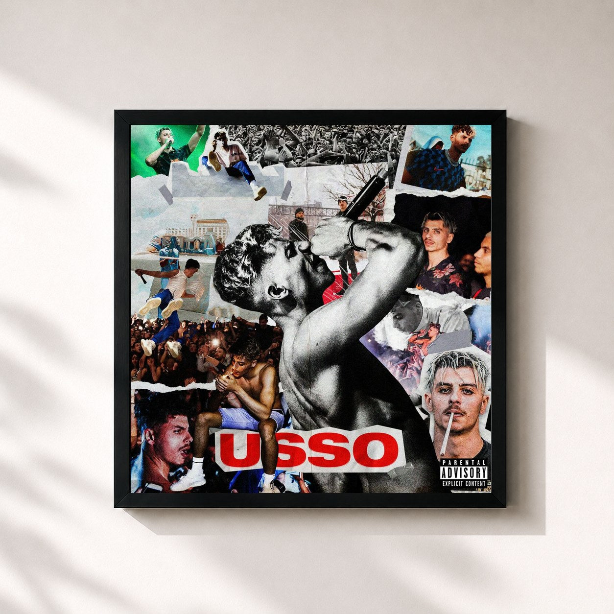 #noir Tableau carré de l'album U.S.S.O de Prime, cadre noir 32x32 cm