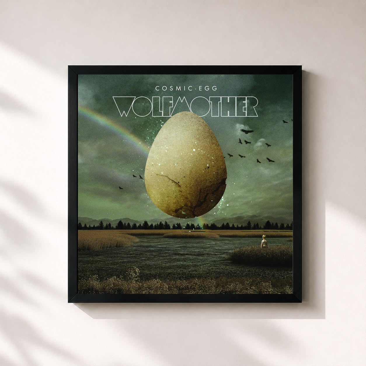 #noir Tableau carré de l'album Cosmic Egg de Wolfmother, cadre noir 32x32 cm