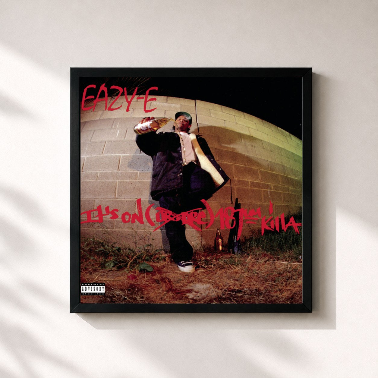 #noir Tableau carré de l'album It's On (Dr. Dre) 187um Killa de Eazy-E, cadre noir 32x32 cm