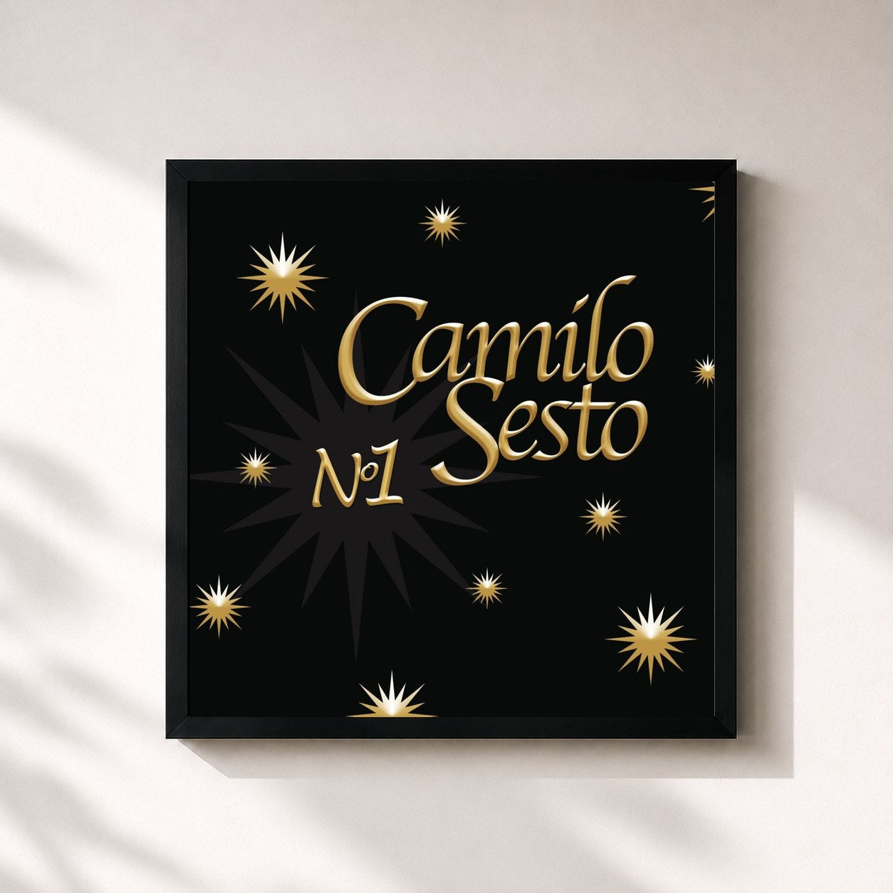 #noir Tableau carré de l'album Numero 1 de Camilo Sesto, cadre noir 32x32 cm