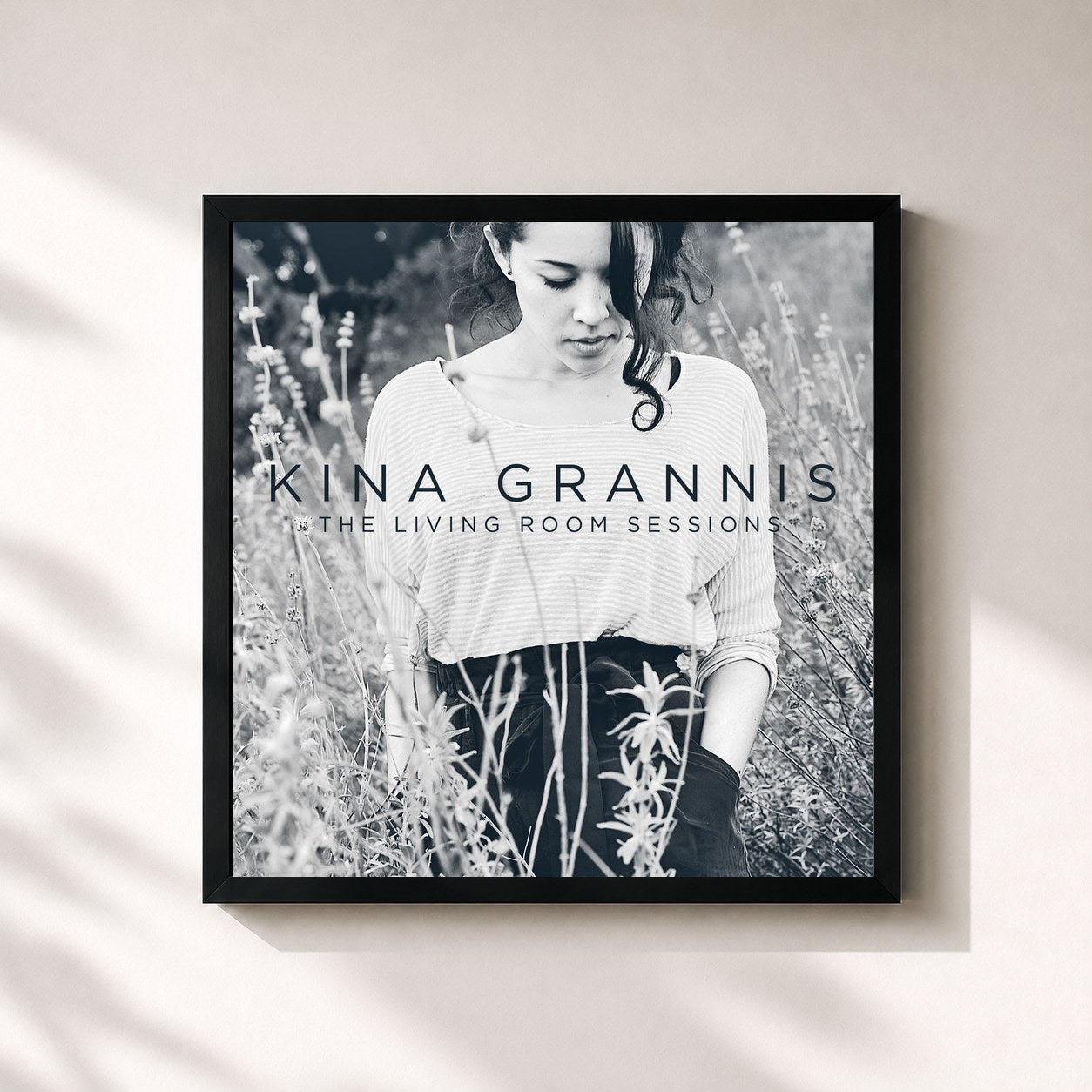 #noir Tableau carré de l'album The Living Room Sessions Vol. 1 de Kina Grannis, cadre noir 32x32 cm