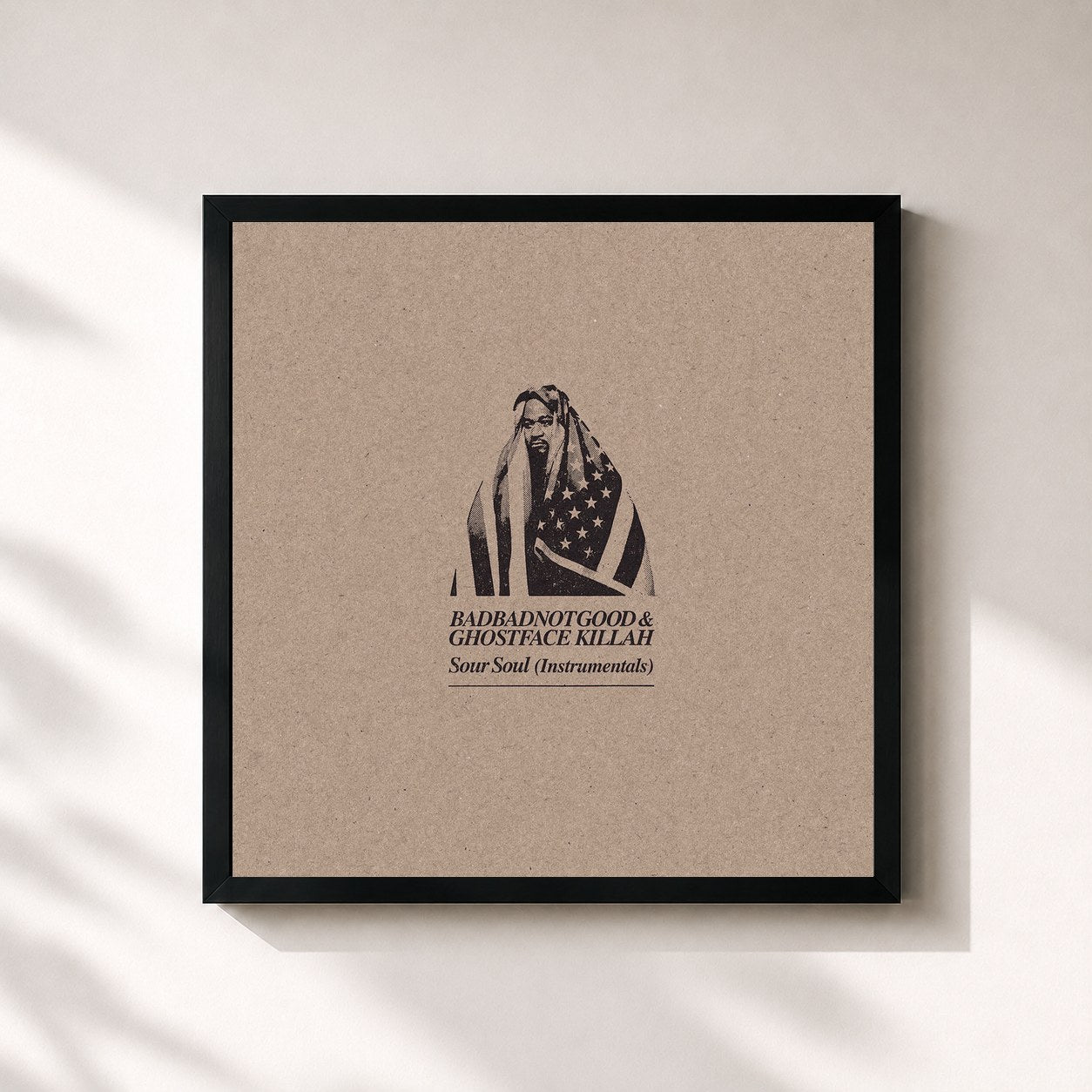 #noir Tableau carré de l'album Sour Soul (Instrumentals) de Badbadnotgood, cadre noir 32x32 cm