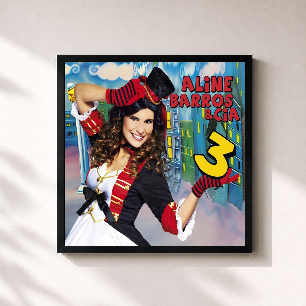 #noir Tableau carré de l'album Aline Barros e Cia 3 de Aline Barros, cadre noir 32x32 cm