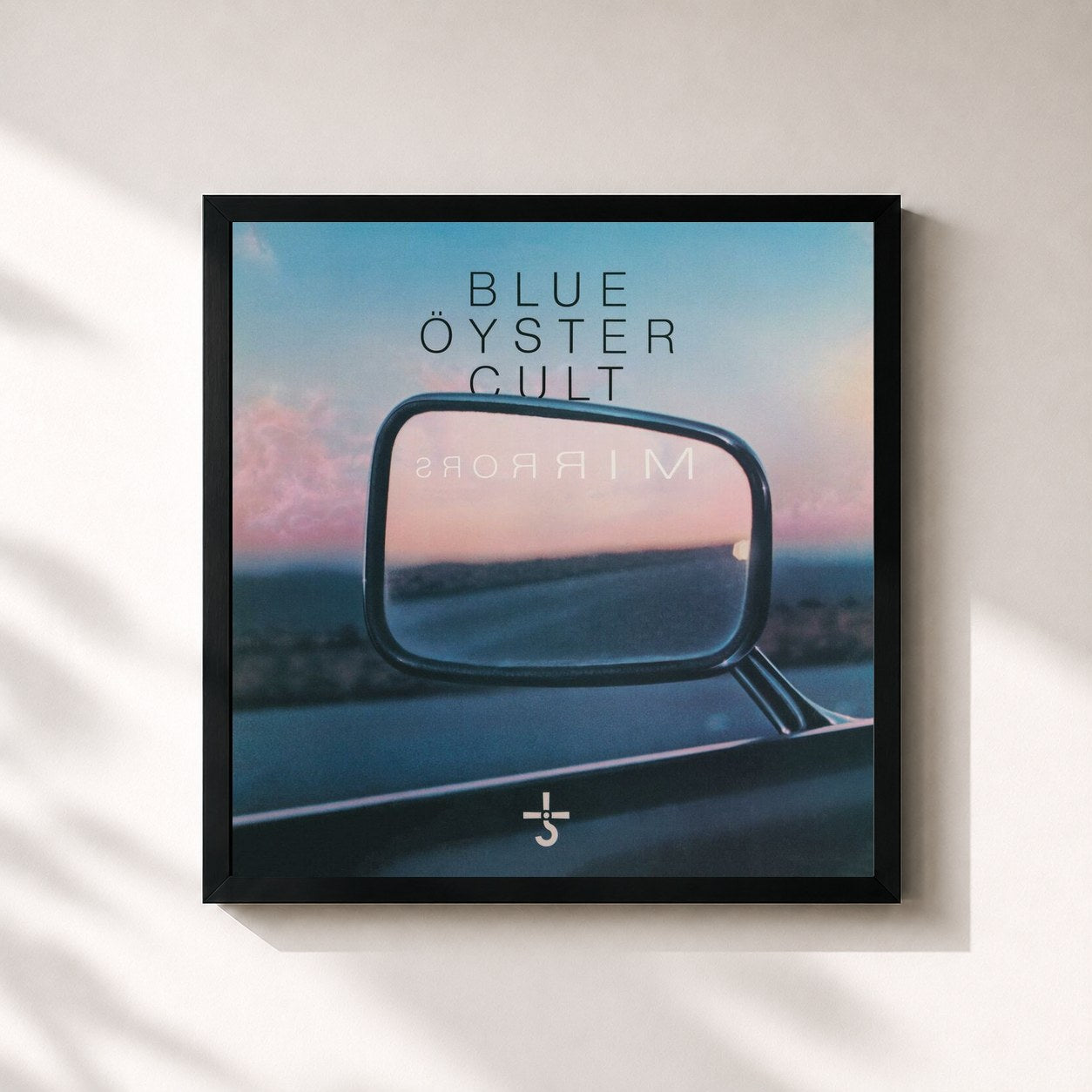 #noir Tableau carré de l'album Mirrors de Blue Öyster Cult, cadre noir 32x32 cm