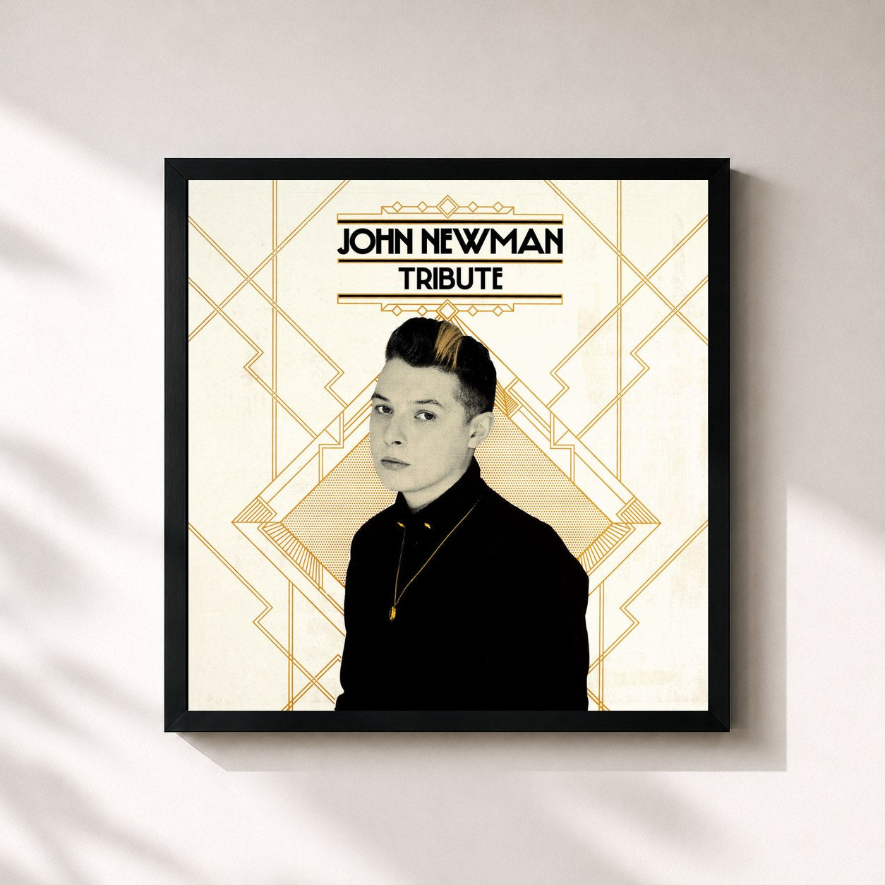 #noir Tableau carré de l'album Tribute de John Newman, cadre noir 32x32 cm