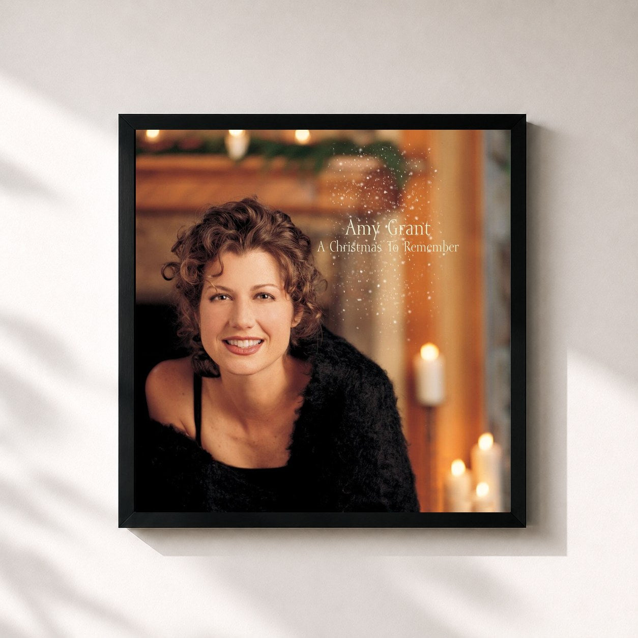 #noir Tableau carré de l'album A Christmas To Remember de Amy Grant, cadre noir 32x32 cm