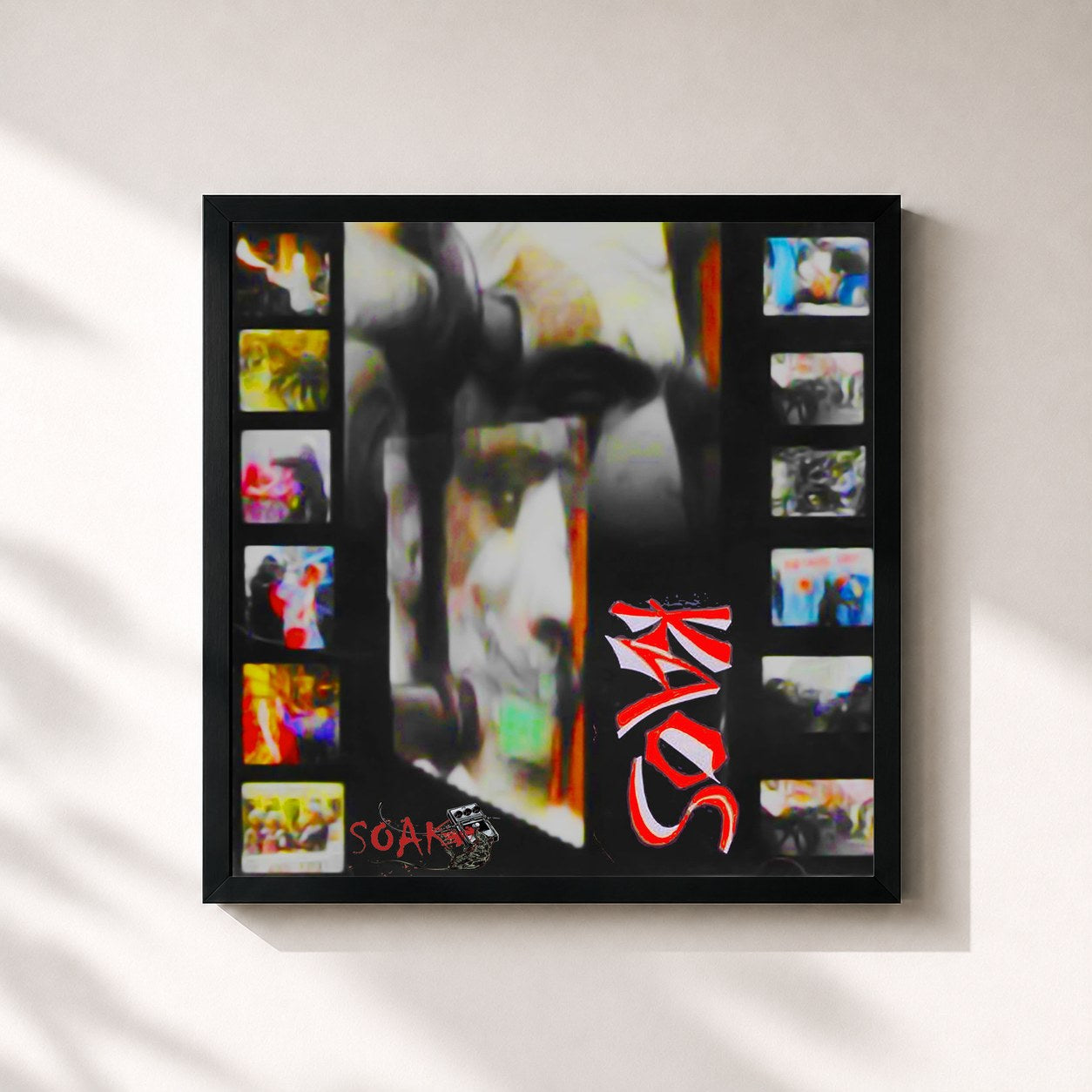 #noir Tableau carré de l'album Kaos de Soak, cadre noir 32x32 cm