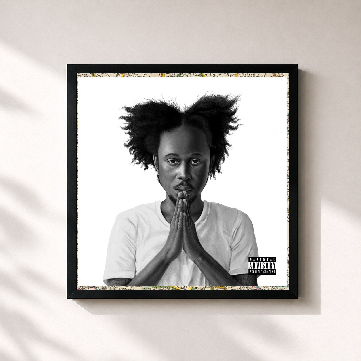 #noir Tableau carré de l'album Where We Come From de Popcaan, cadre noir 32x32 cm