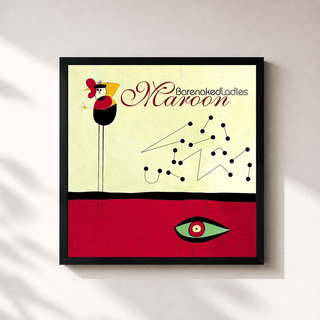 #noir Tableau carré de l'album Maroon de Barenaked Ladies, cadre noir 32x32 cm