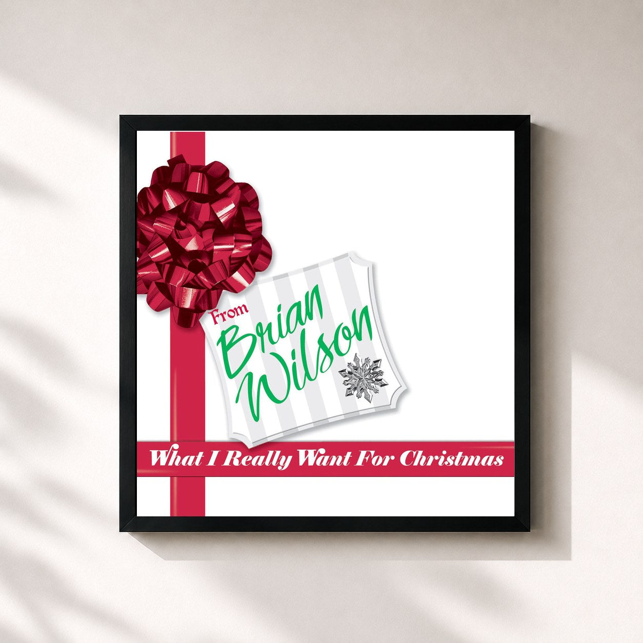 #noir Tableau carré de l'album What I Really Want For Christmas de Brian Wilson, cadre noir 32x32 cm