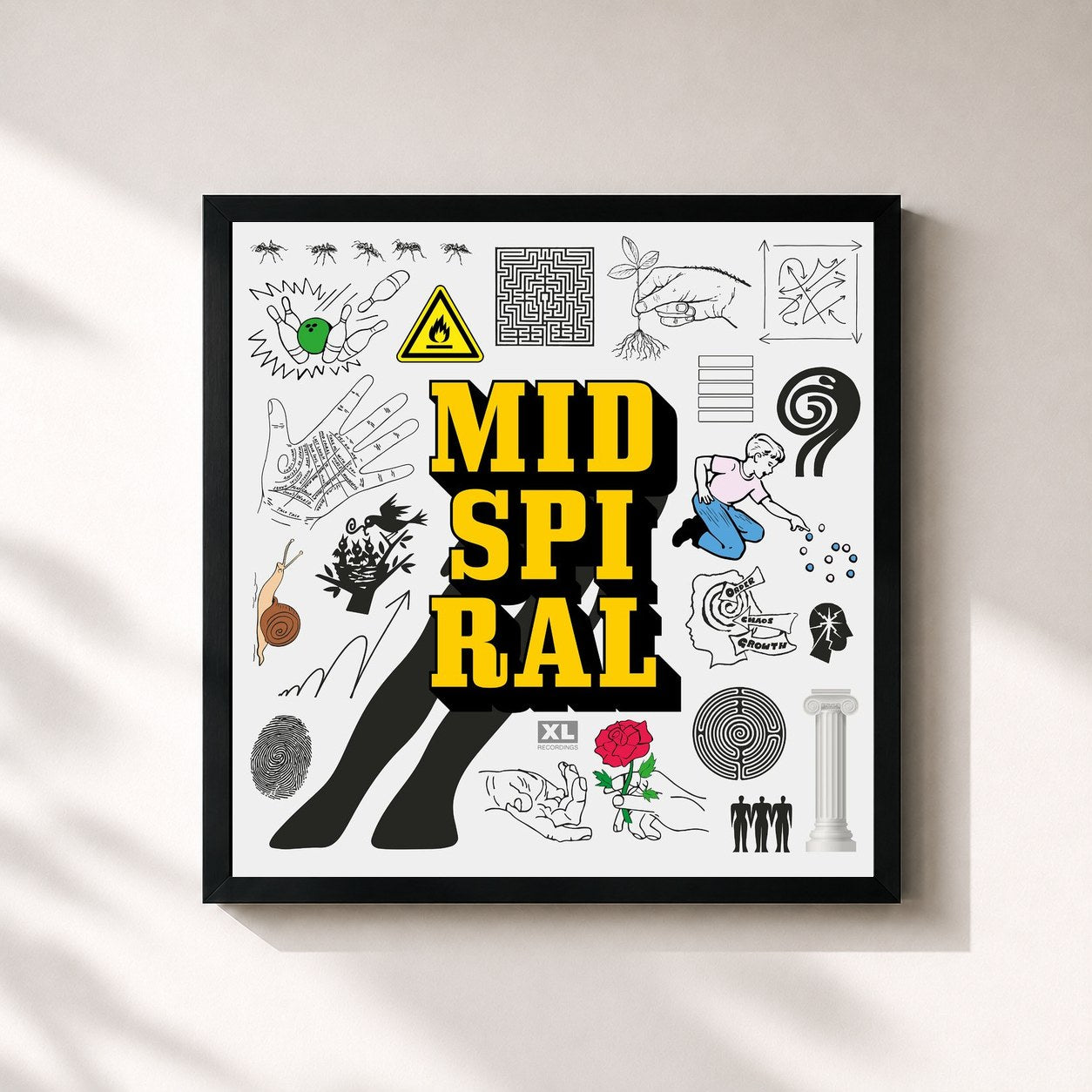 #noir Tableau carré de l'album Mid Spiral de Badbadnotgood, cadre noir 32x32 cm