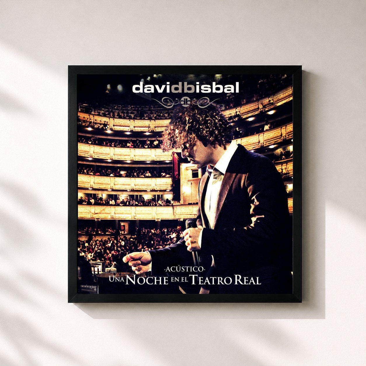 #noir Tableau carré de l'album Una Noche En El Teatro Real de David Bisbal, cadre noir 32x32 cm