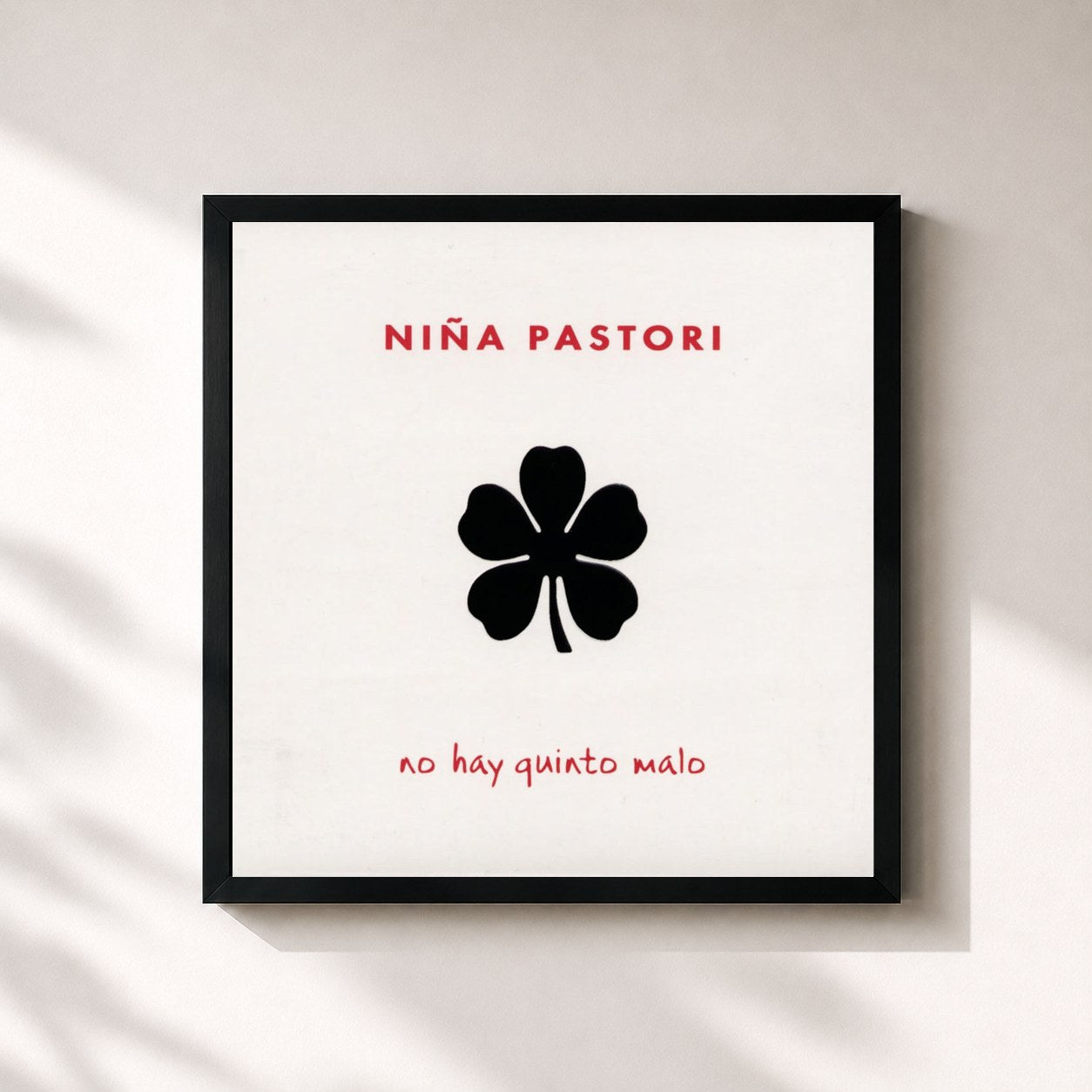 #noir Tableau carré de l'album No Hay Quinto Malo de Niña Pastori, cadre noir 32x32 cm