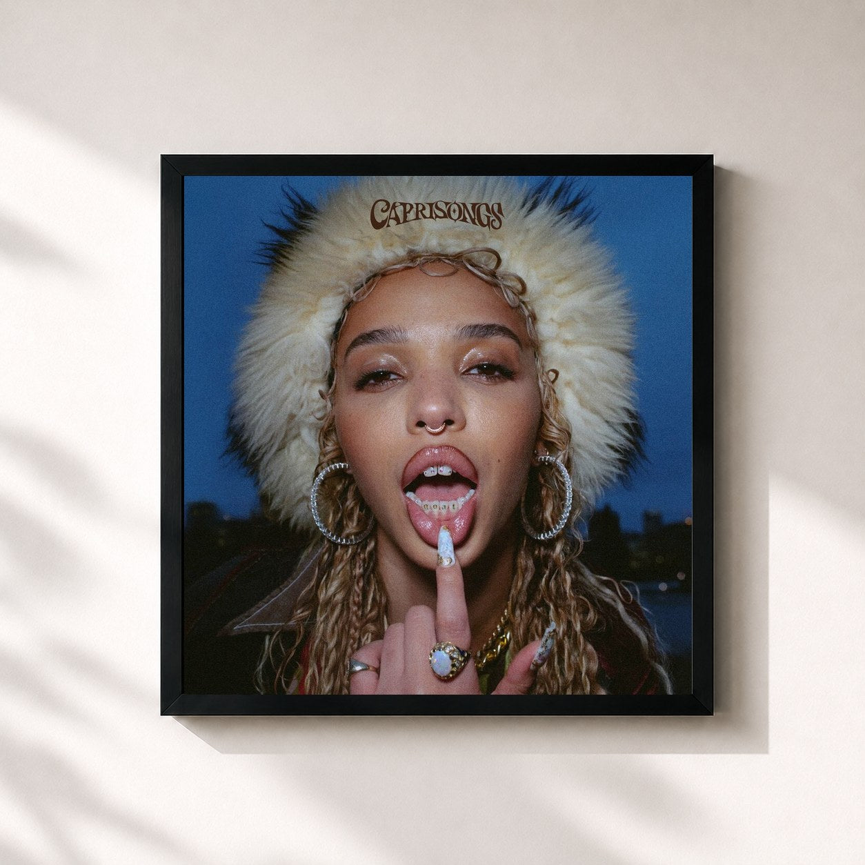 #noir Tableau carré de l'album CAPRISONGS de FKA twigs, cadre noir 32x32 cm