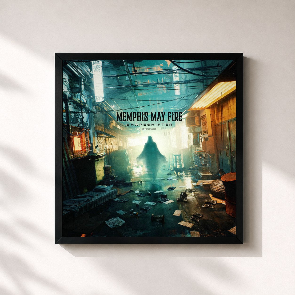 #noir Tableau carré de l'album Shapeshifter de Memphis May Fire, cadre noir 32x32 cm