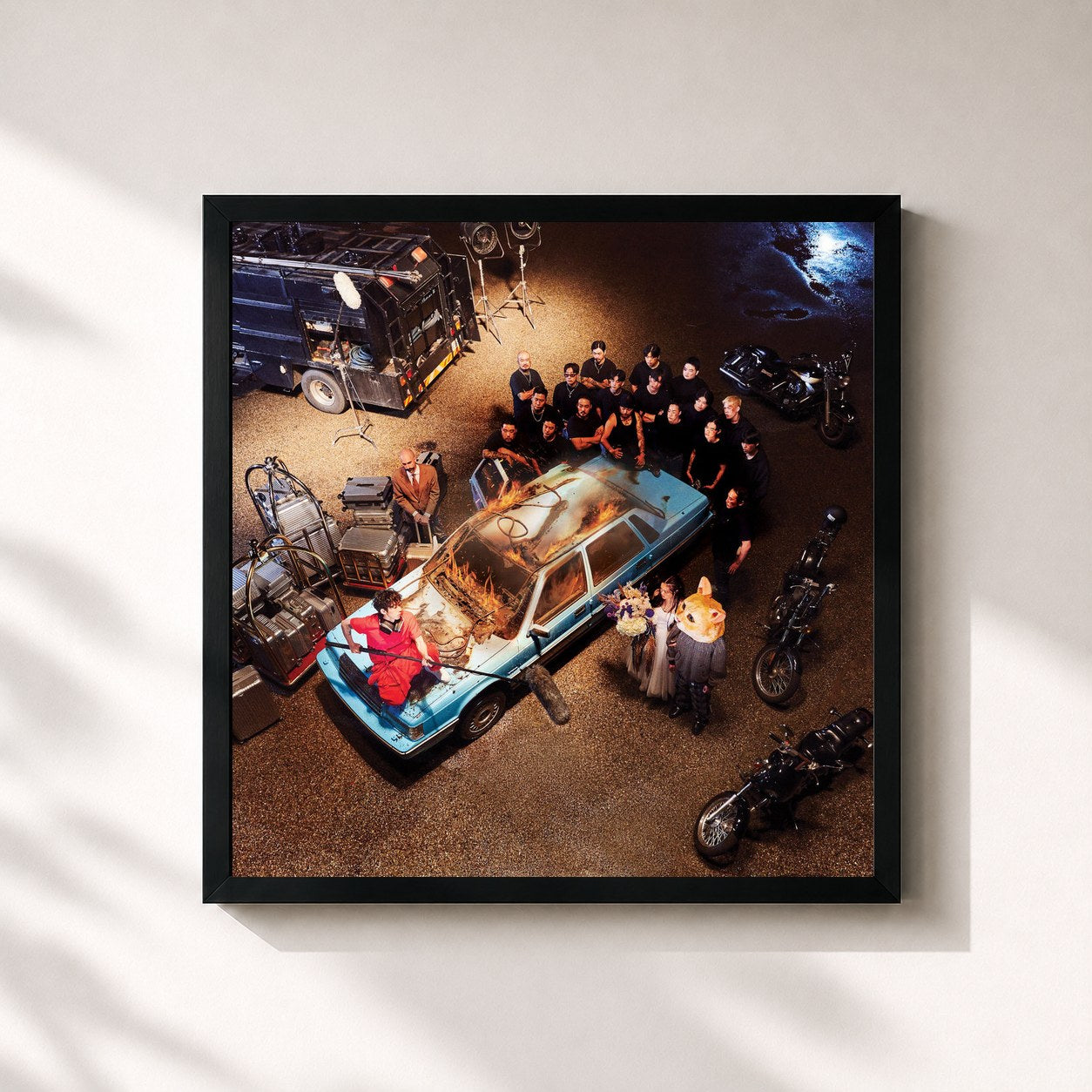 #noir Tableau carré de l'album Remember Archive de Code Kunst, cadre noir 32x32 cm
