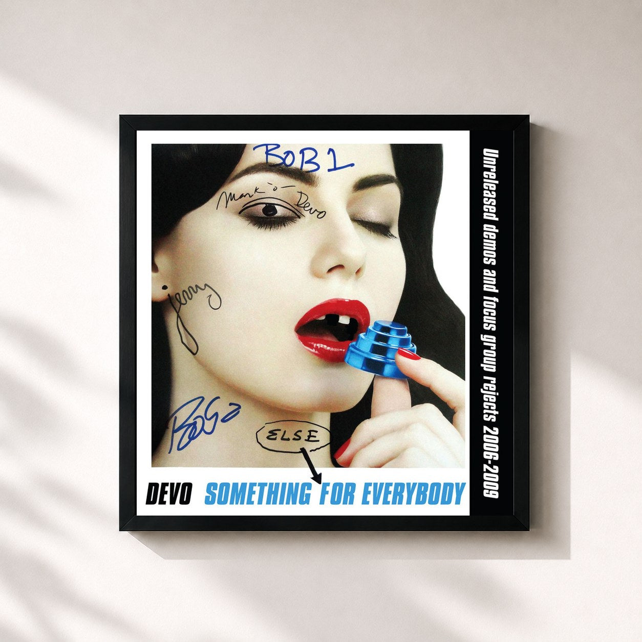 #noir Tableau carré de l'album Something Else For Everybody (Unreleased Demos and Focus Group Rejects 2006-2009) de DEVO, cadre noir 32x32 cm
