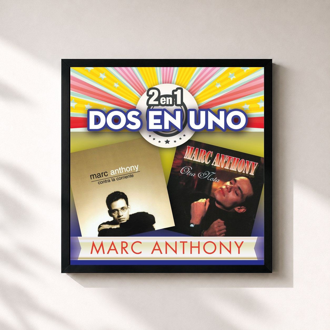 #noir Tableau carré de l'album 2En1 de Marc Anthony, cadre noir 32x32 cm