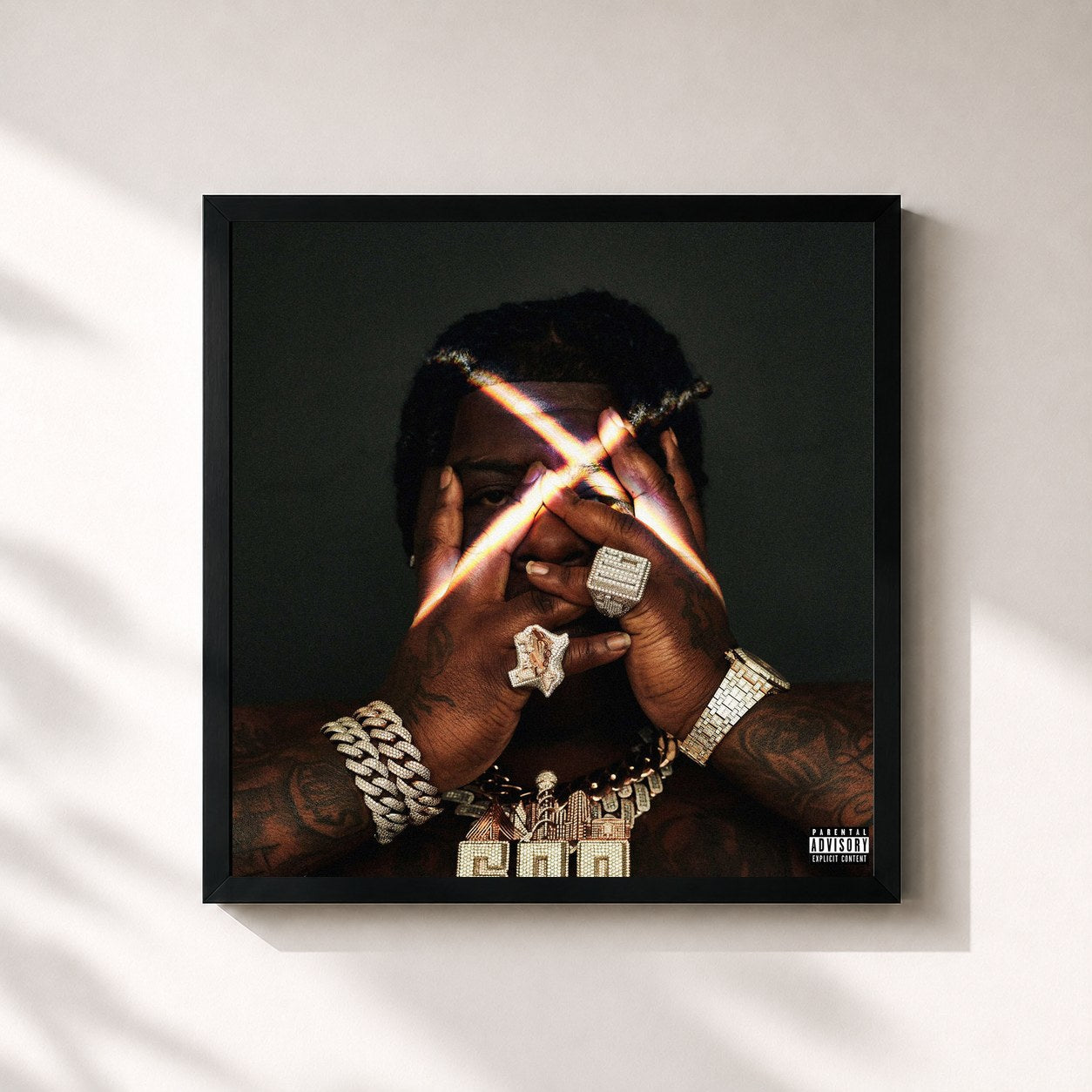 #noir Tableau carré de l'album TAKE CARE de BigXthaPlug, cadre noir 32x32 cm