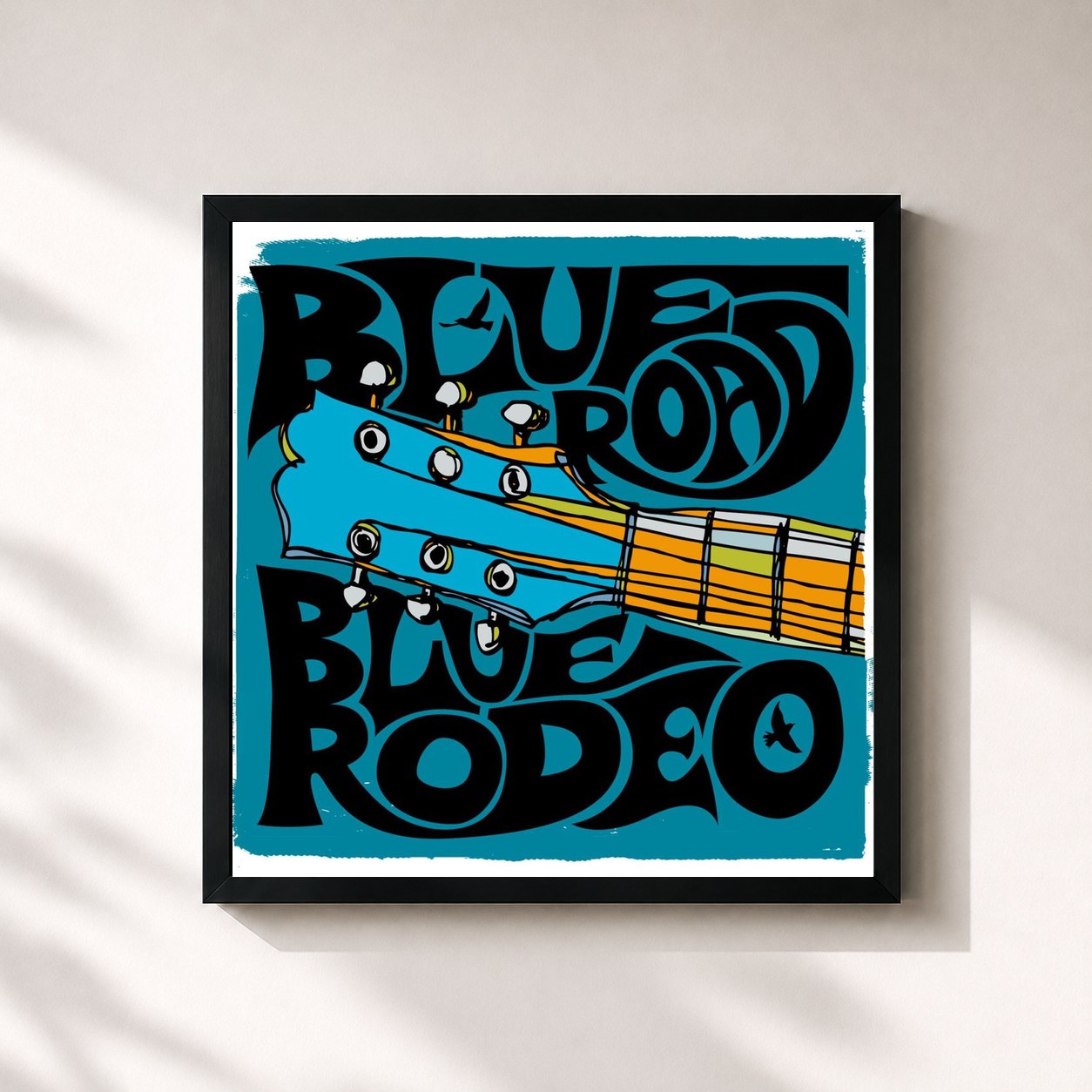#noir Tableau carré de l'album Blue Road de Blue Rodeo, cadre noir 32x32 cm