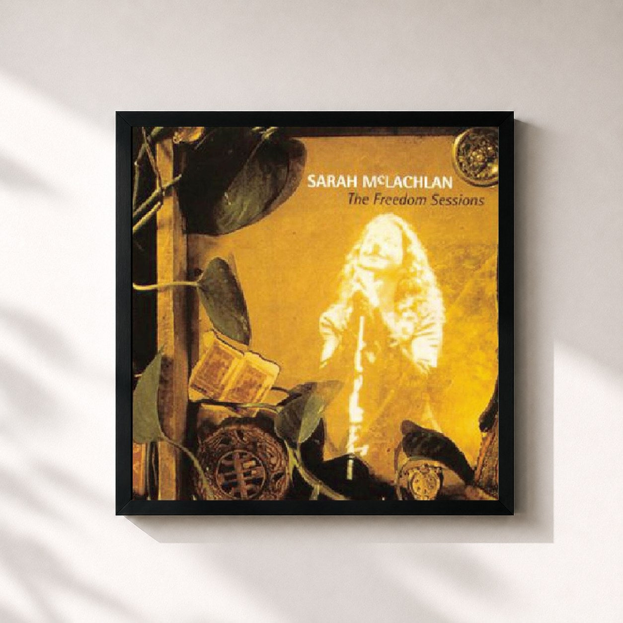 #noir Tableau carré de l'album The Freedom Sessions de Sarah McLachlan, cadre noir 32x32 cm