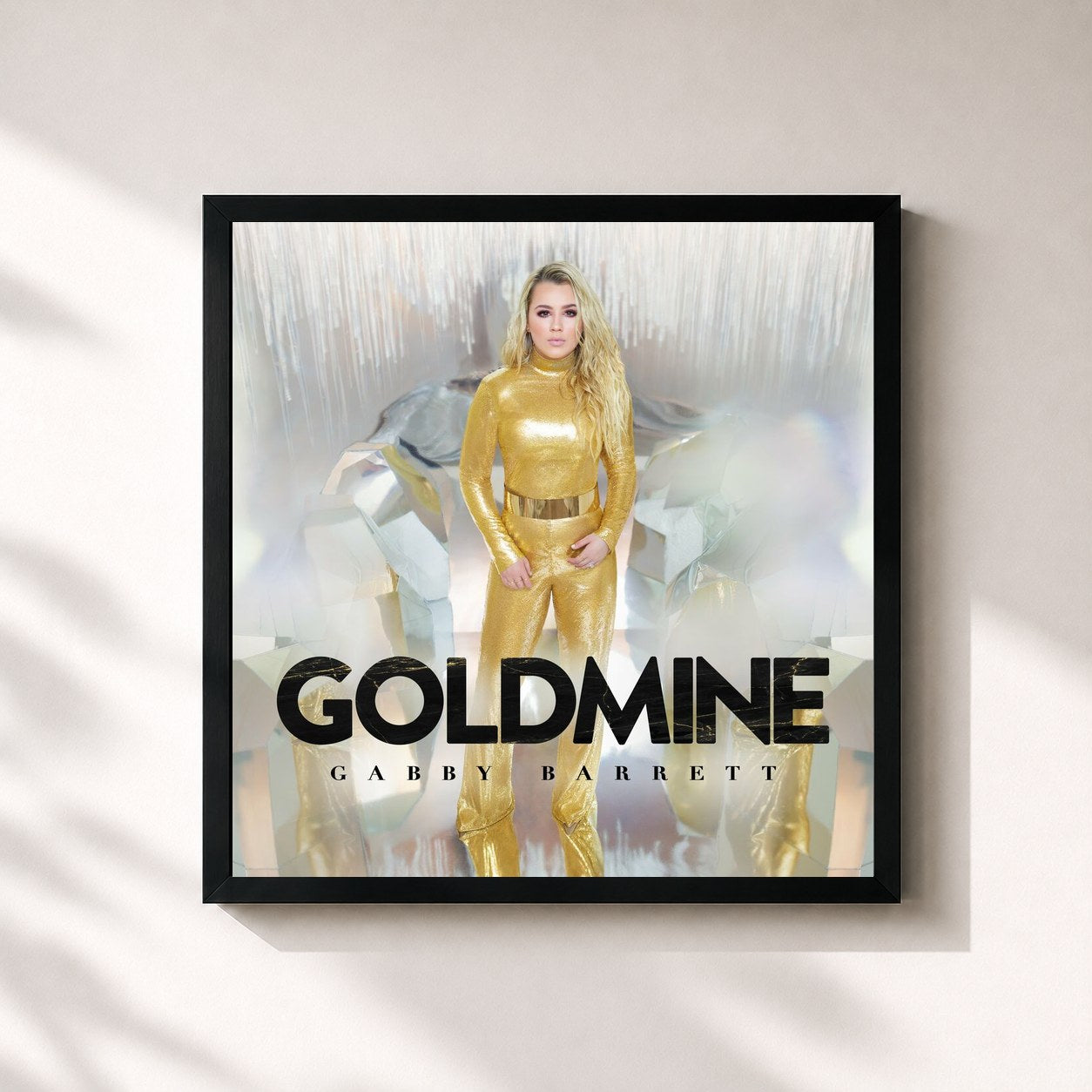 #noir Tableau carré de l'album Goldmine de Gabby Barrett, cadre noir 32x32 cm