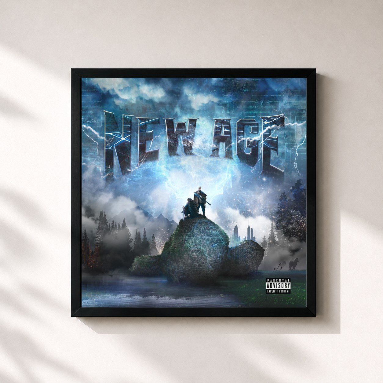 #noir Tableau carré de l'album New Age de KSI, cadre noir 32x32 cm