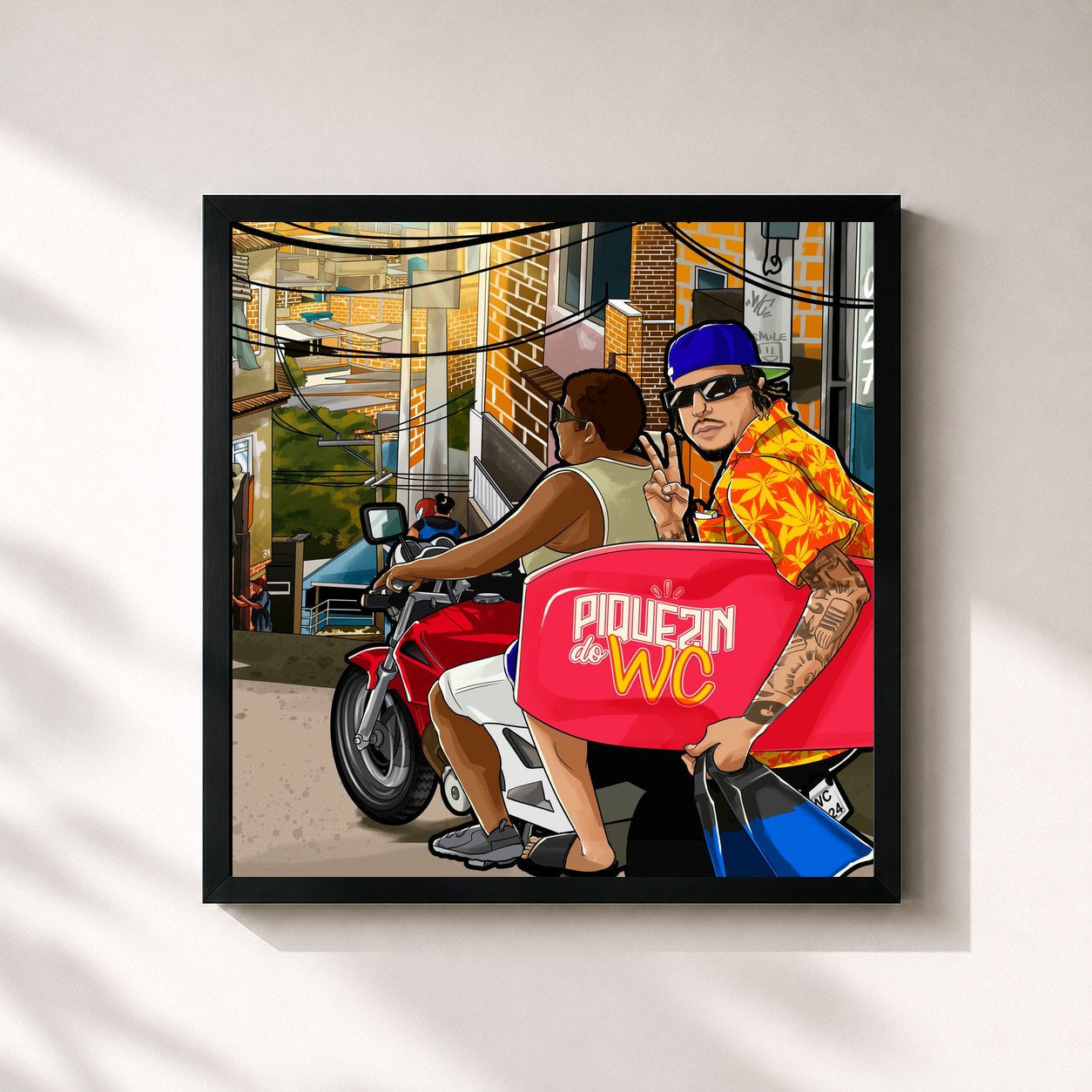 #noir Tableau carré de l'album Piquezin do WC de WC no Beat, cadre noir 32x32 cm