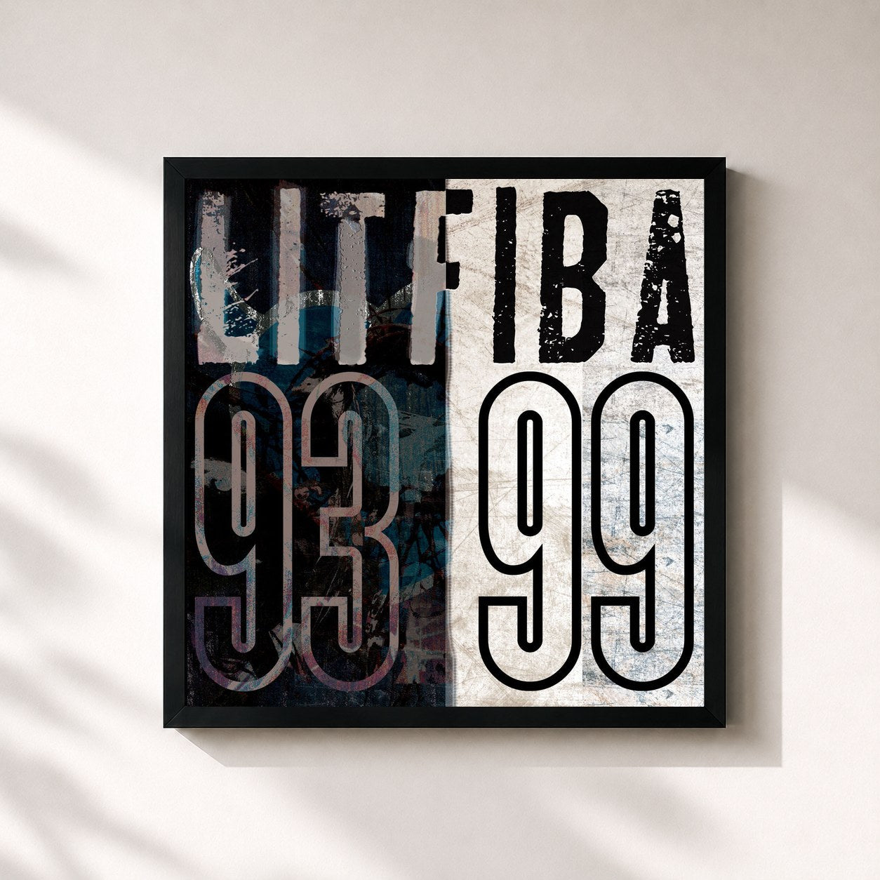 #noir Tableau carré de l'album LITFIBA 93-99 de Litfiba, cadre noir 32x32 cm