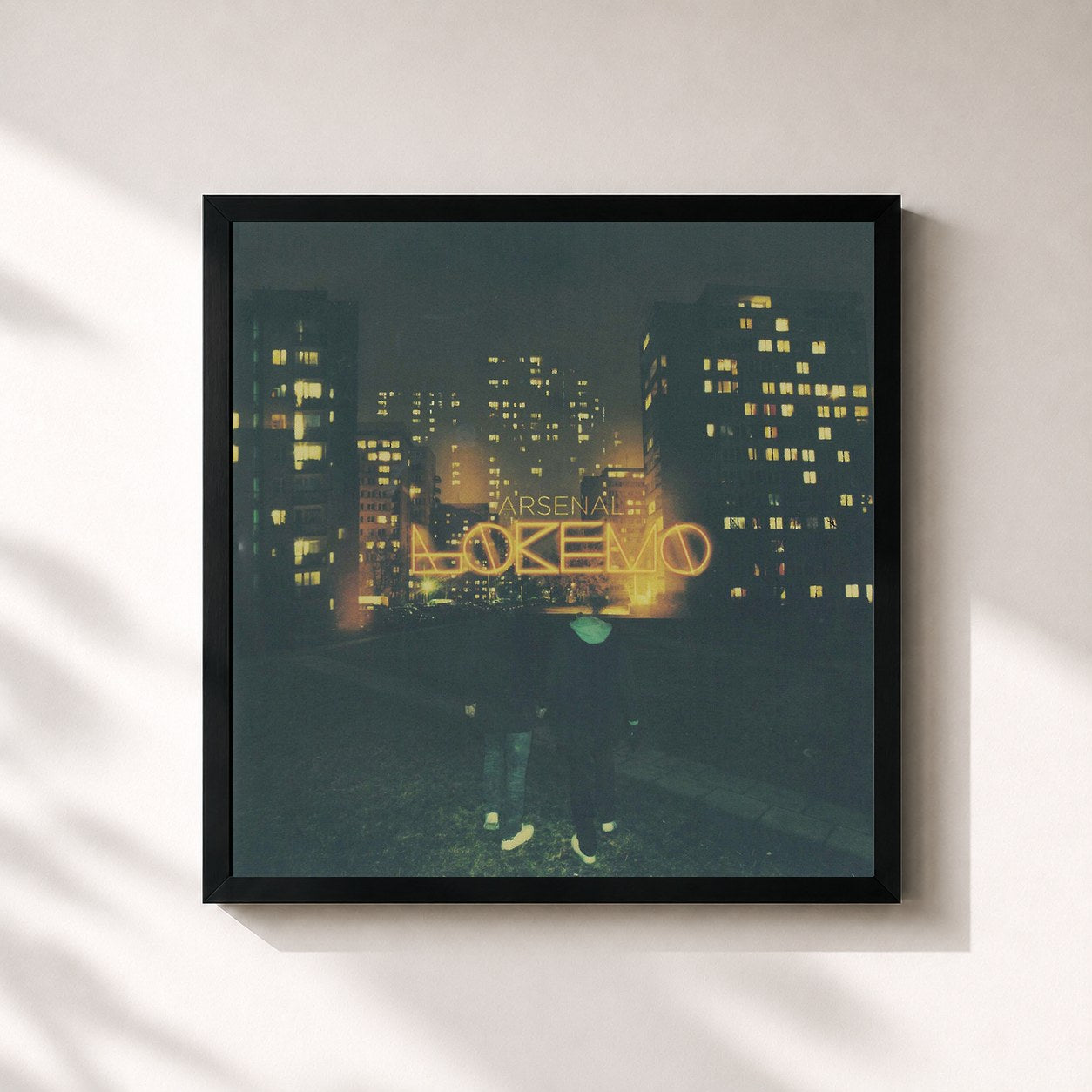 #noir Tableau carré de l'album Lokemo de Arsenal, cadre noir 32x32 cm