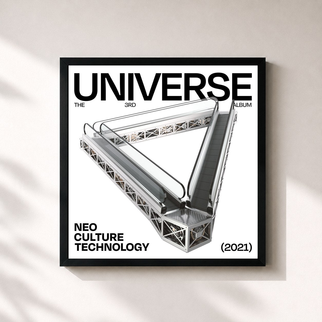 #noir Tableau carré de l'album Universe - The 3rd Album de NCT, cadre noir 32x32 cm