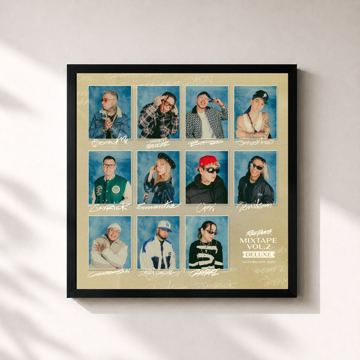 #noir Tableau carré de l'album Rich Vagos Mixtape, Vol. 2 (Deluxe) de Rich Vagos, cadre noir 32x32 cm