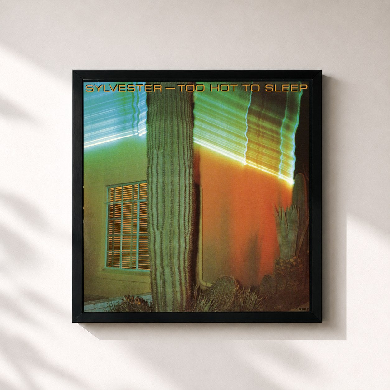 #noir Tableau carré de l'album Too Hot To Sleep de Sylvester, cadre noir 32x32 cm