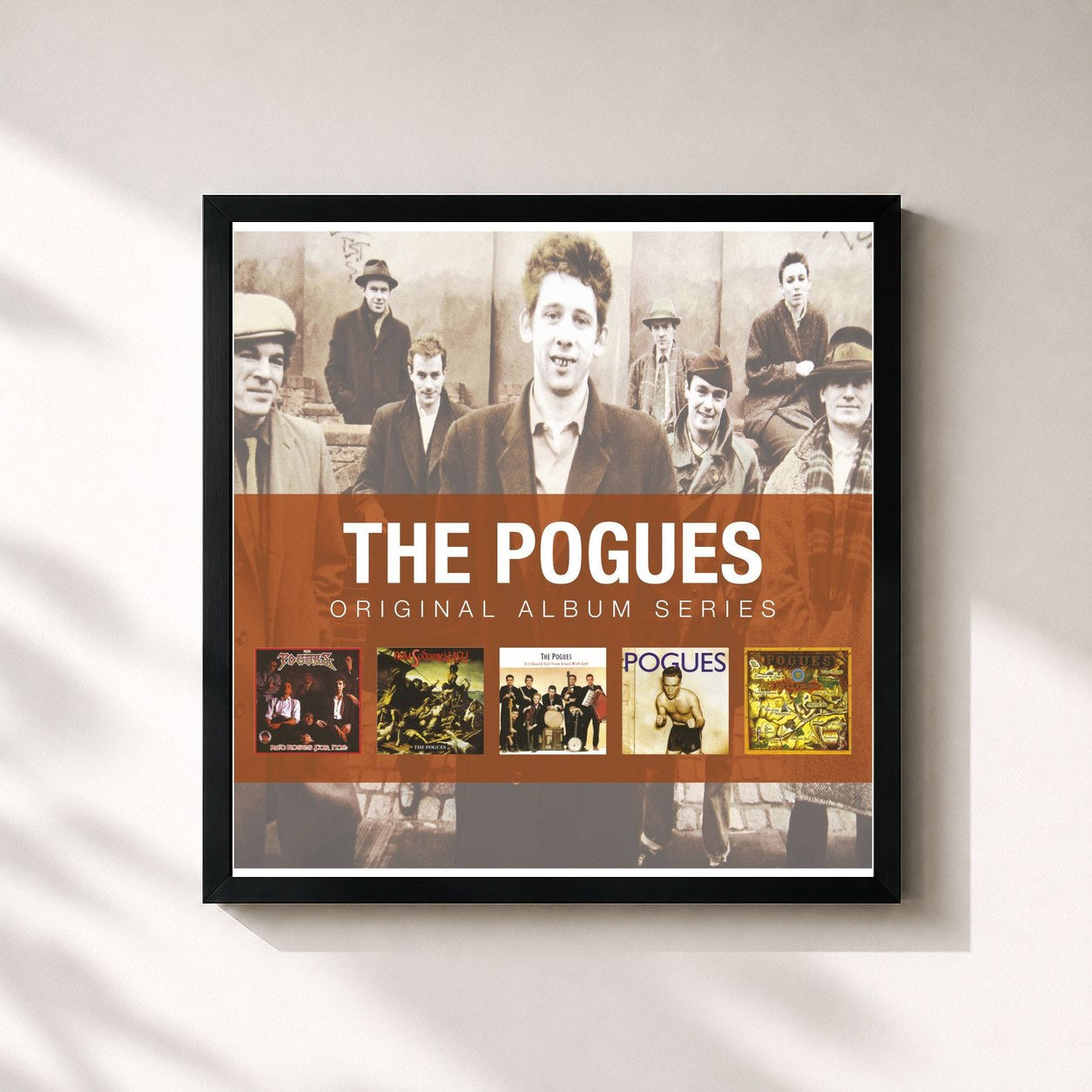 #noir Tableau carré de l'album Original Album Series de The Pogues, cadre noir 32x32 cm