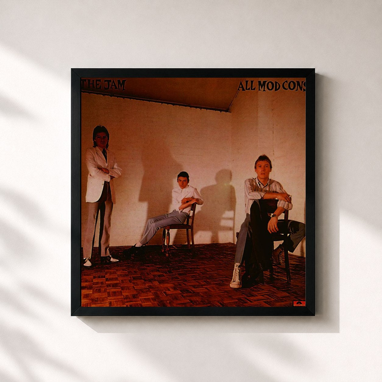 #noir Tableau carré de l'album All Mod Cons (1997 Remaster) de The Jam, cadre noir 32x32 cm