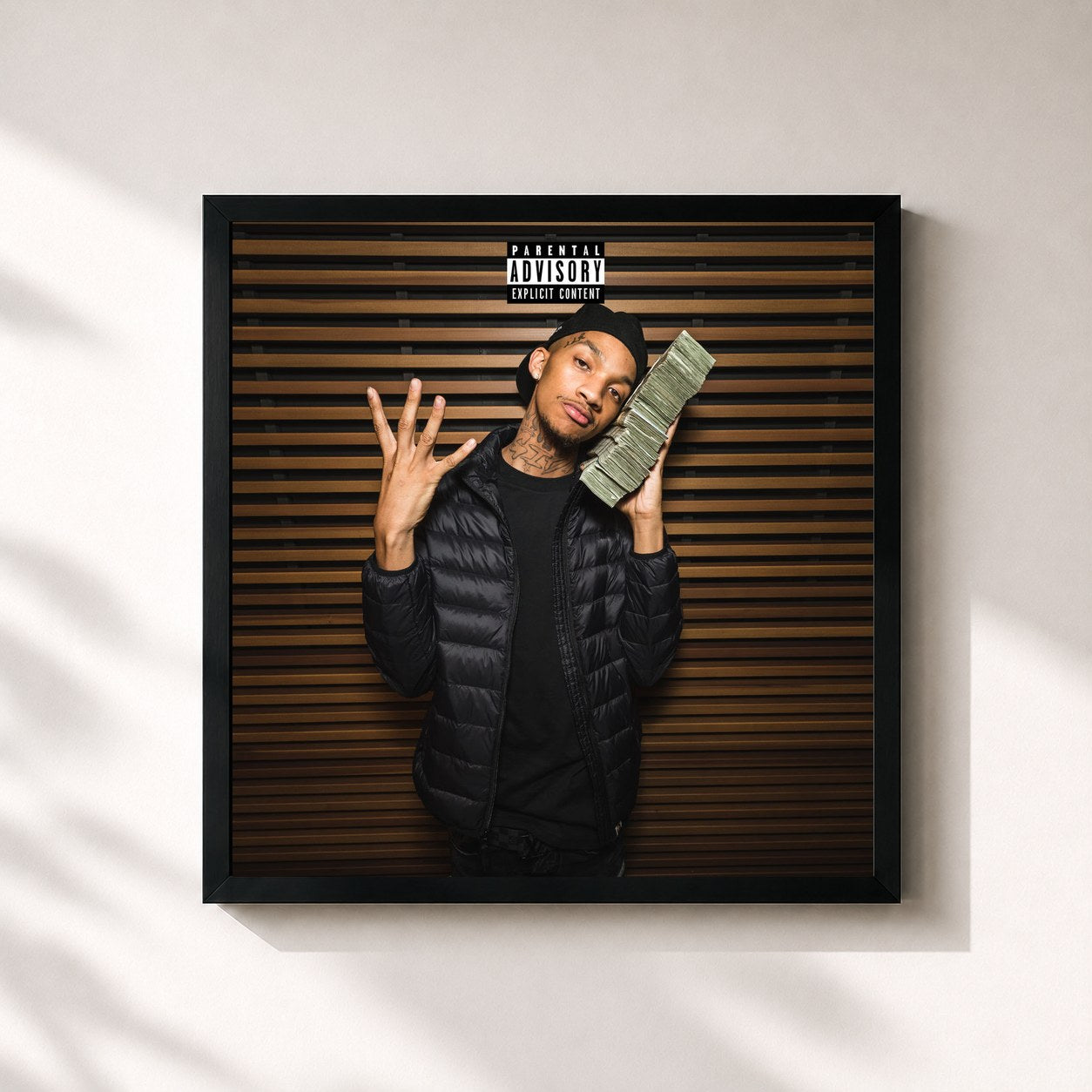 #noir Tableau carré de l'album BIG 4x de Stunna 4 Vegas, cadre noir 32x32 cm