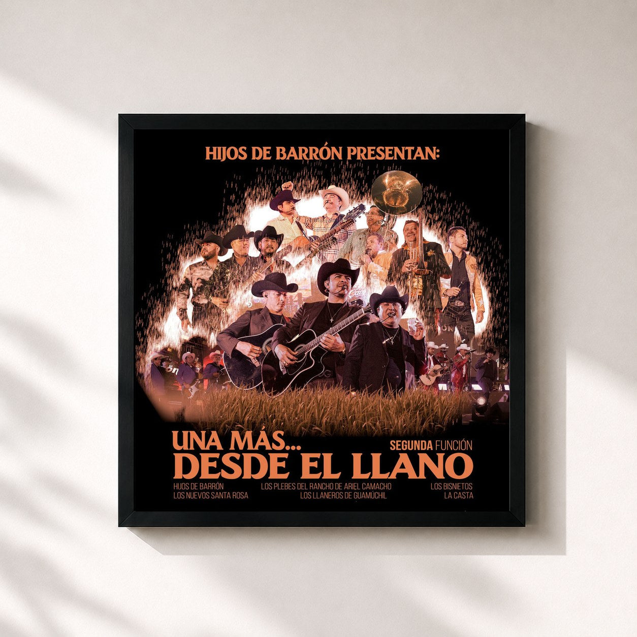 #noir Tableau carré de l'album Una Más Desde el Llano 2da. Función de Hijos De Barron, cadre noir 32x32 cm